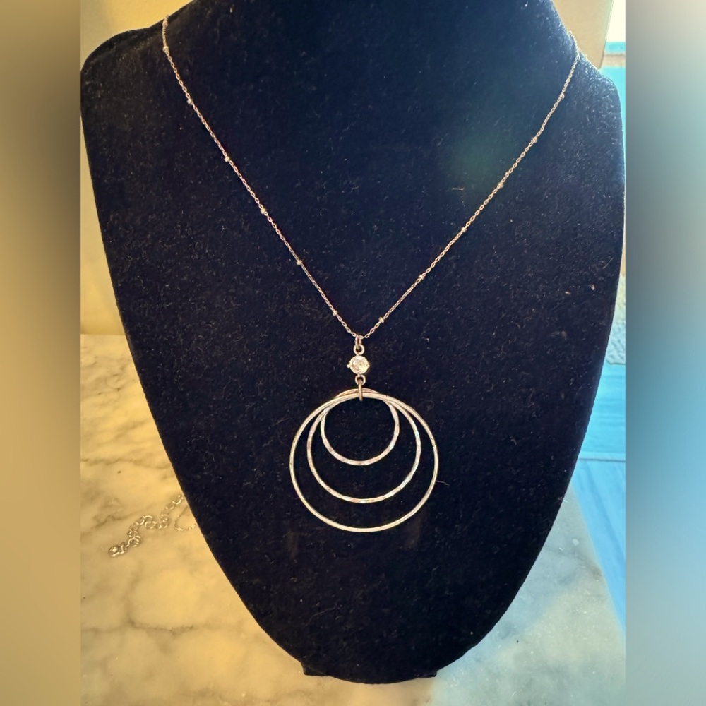 Long length triple circle necklace, 18” chain
